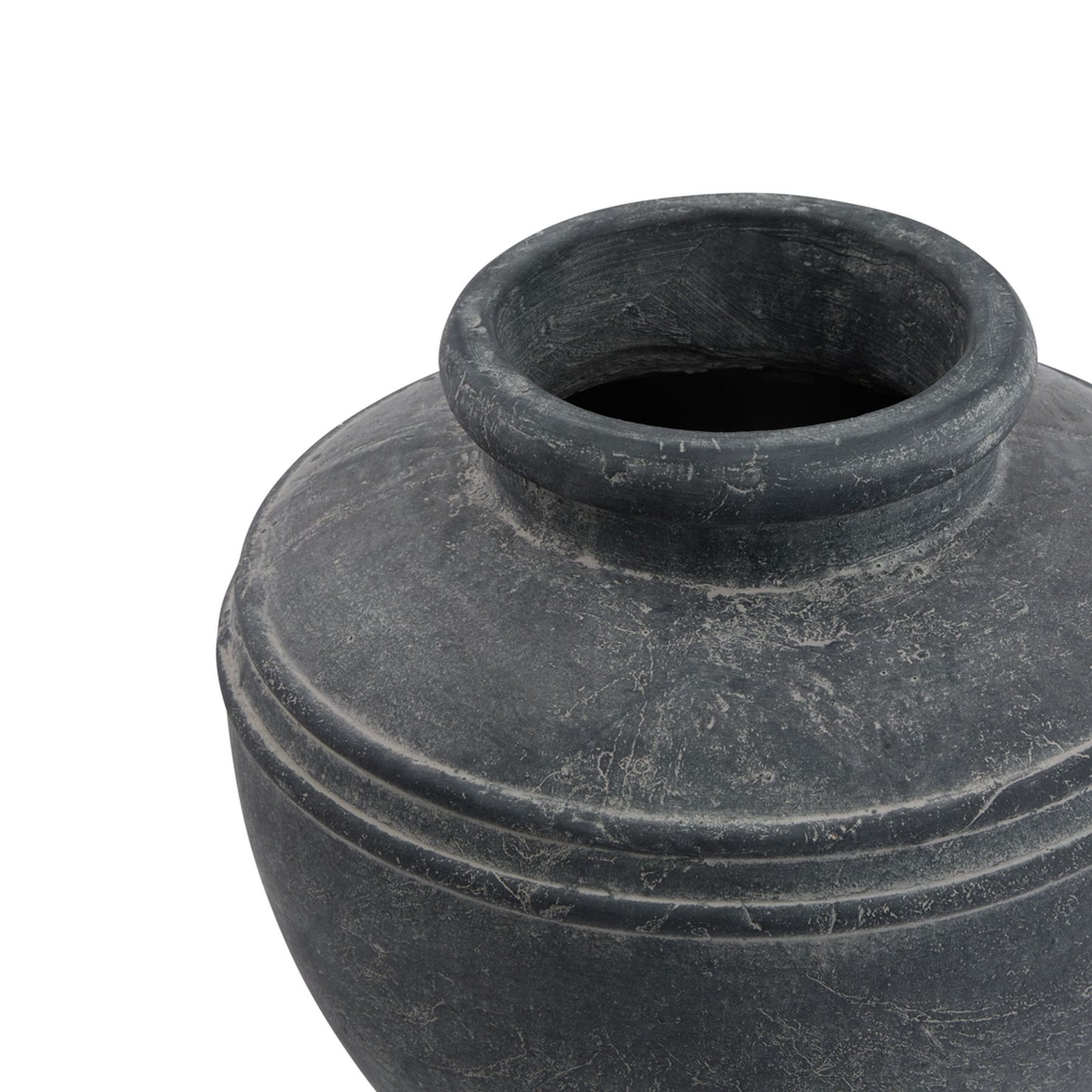 Black ceramic pot on a white background