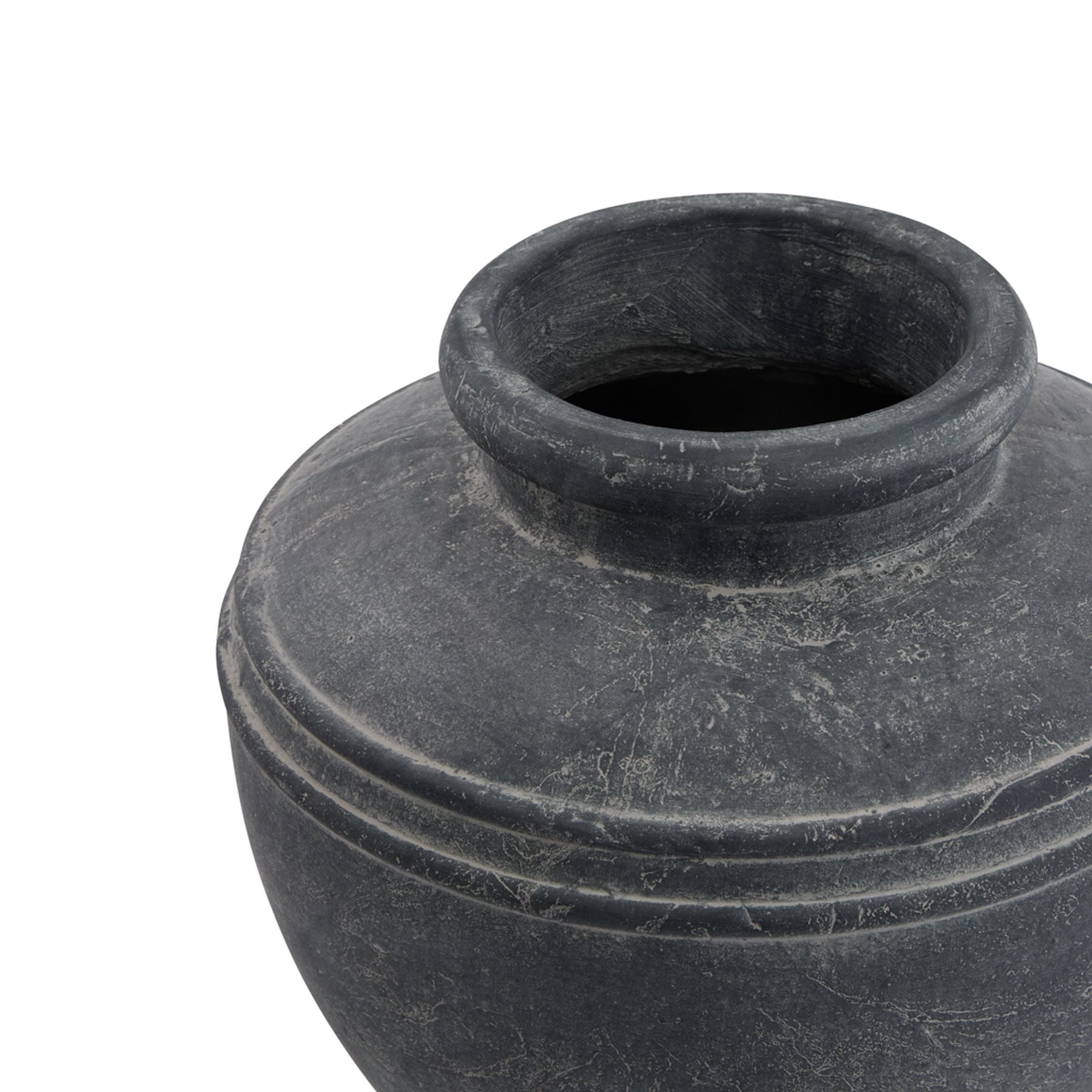 Black ceramic pot on a white background