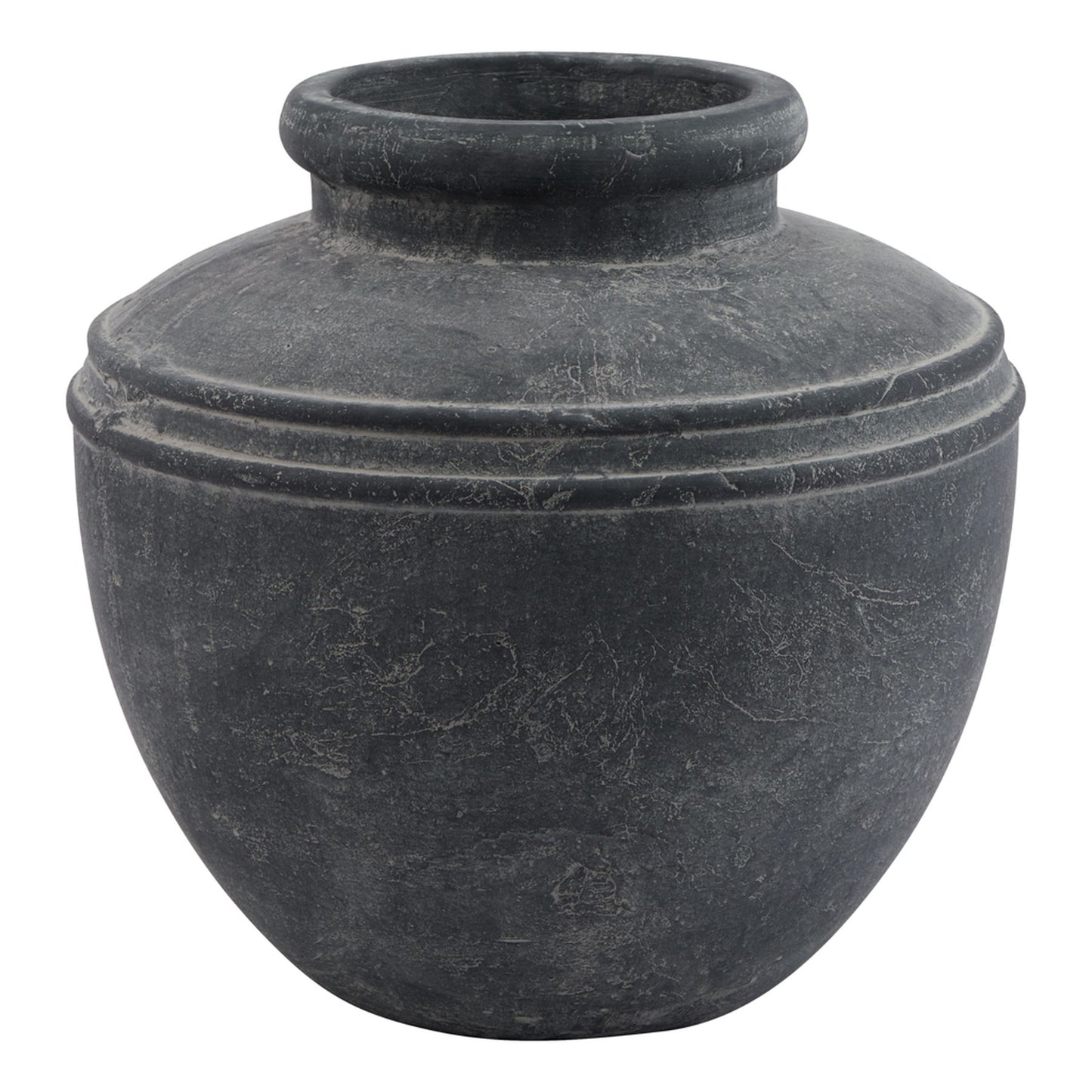 Black stone urn on a white background