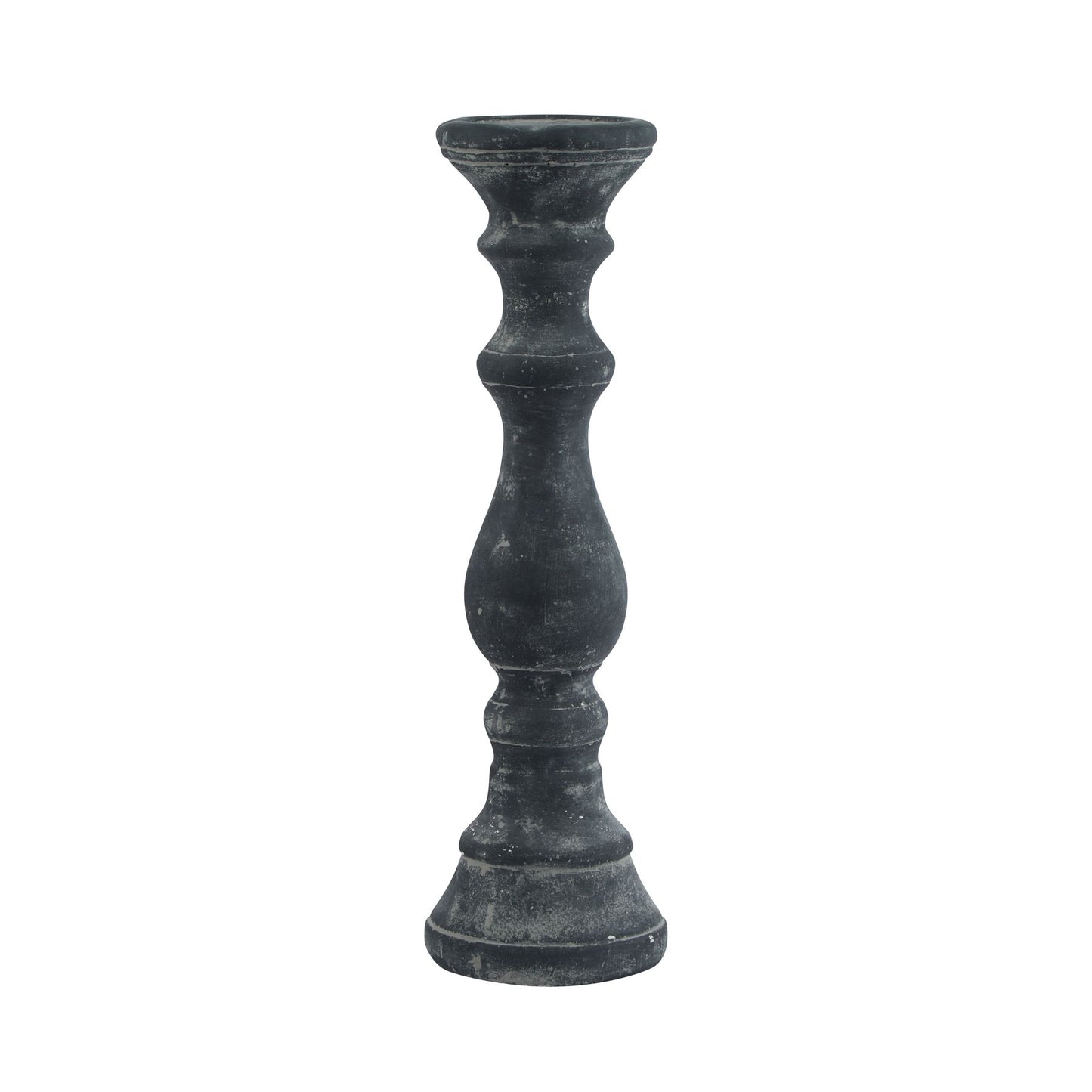 Black candle holder on a white background