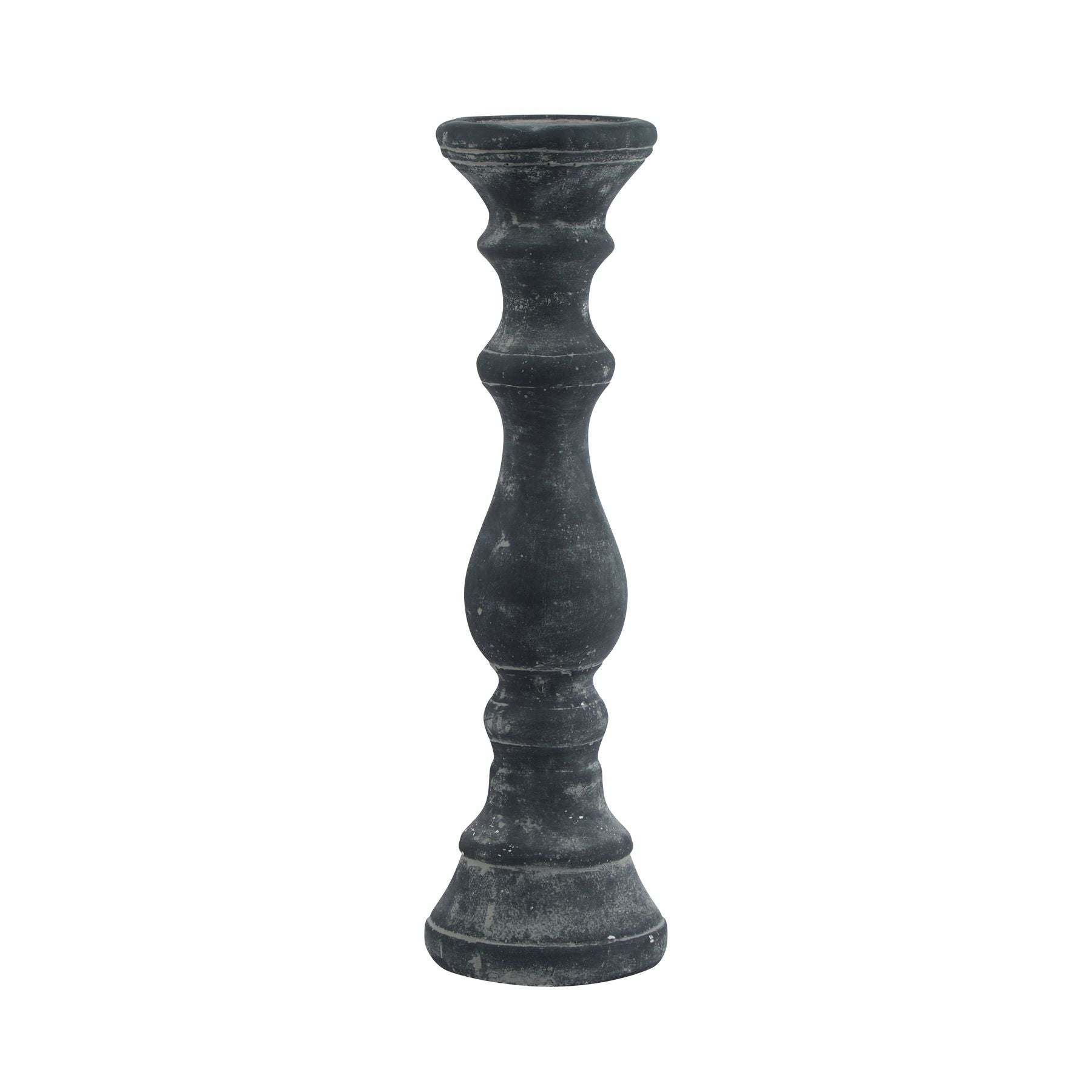 Black candle holder on a white background