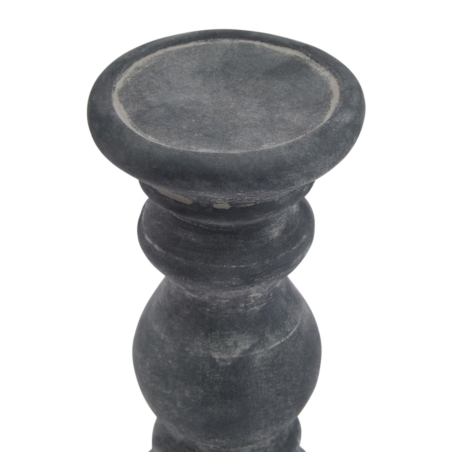 Dark gray stone candle holder on a white background