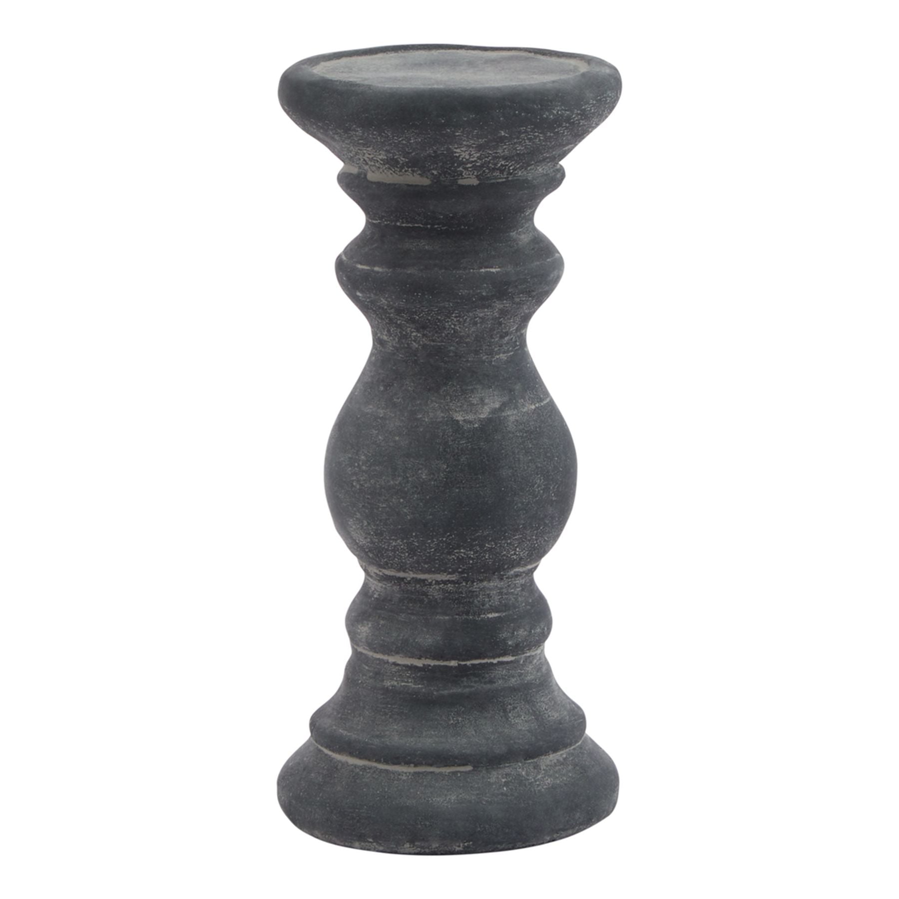 Black stone candle holder on a white background