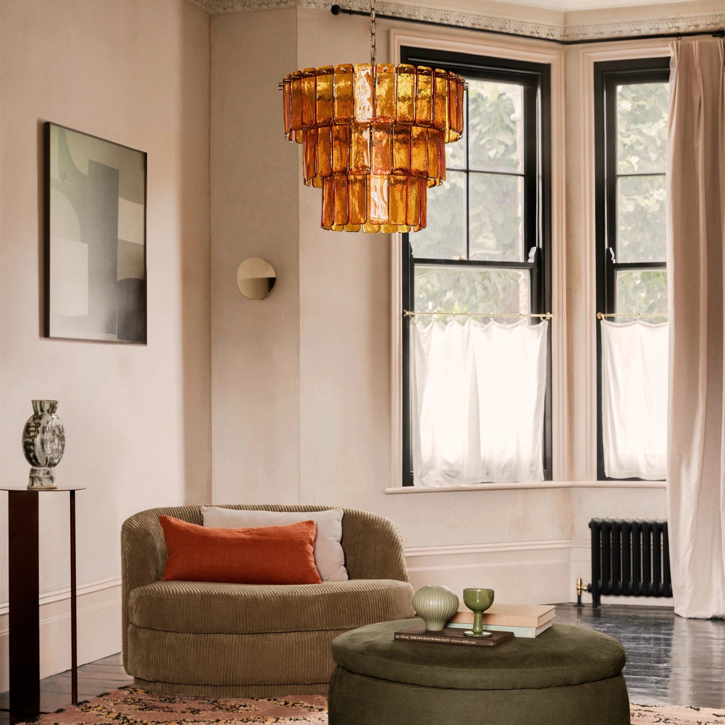 Amber large glass chandelier ceiling light  Chandelier BlissVeranda