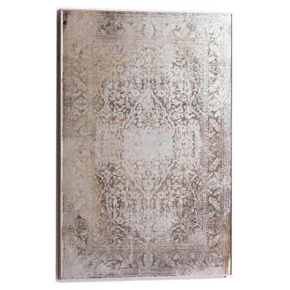 Patterned rug with a distressed design on a white background