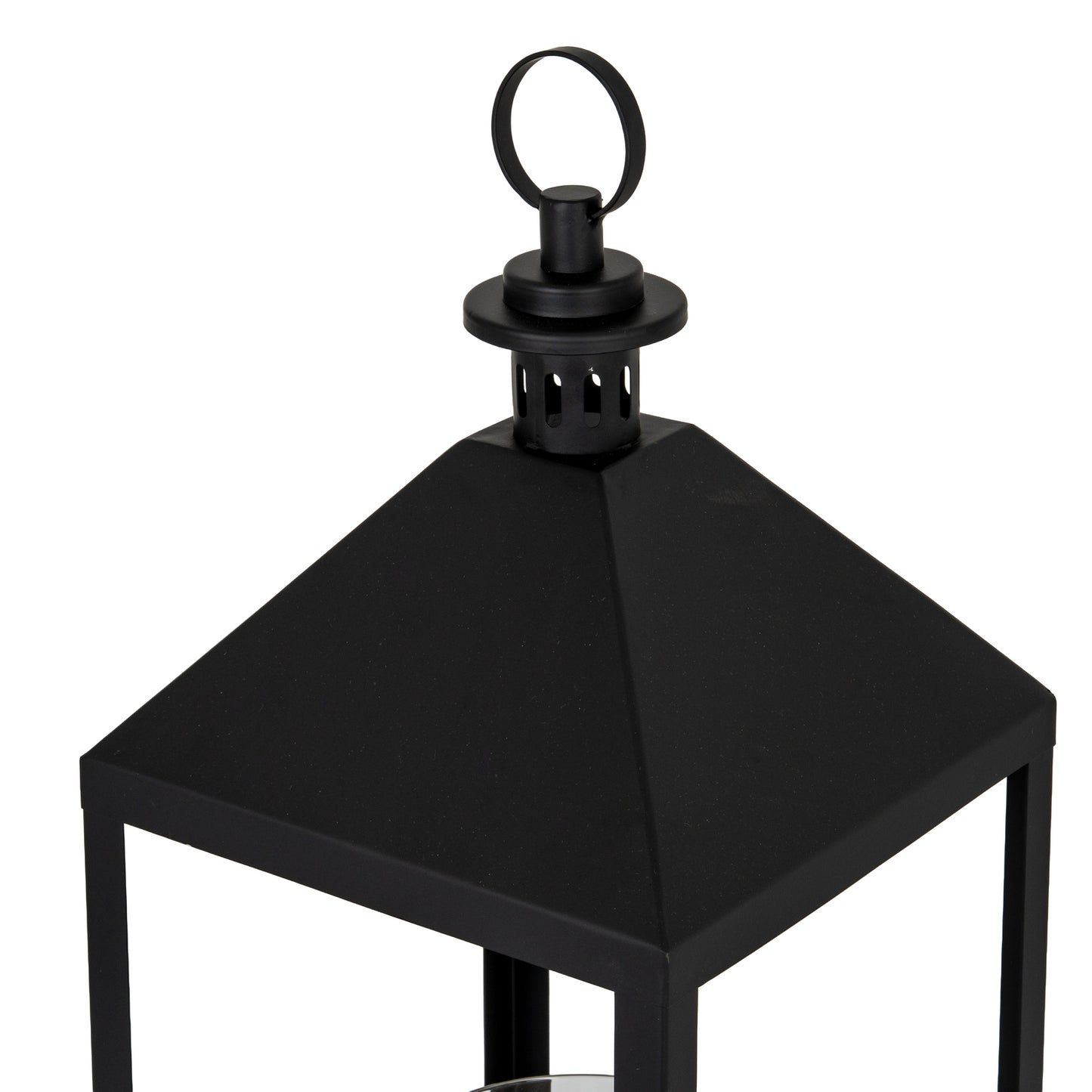 Black metal lantern on a white background