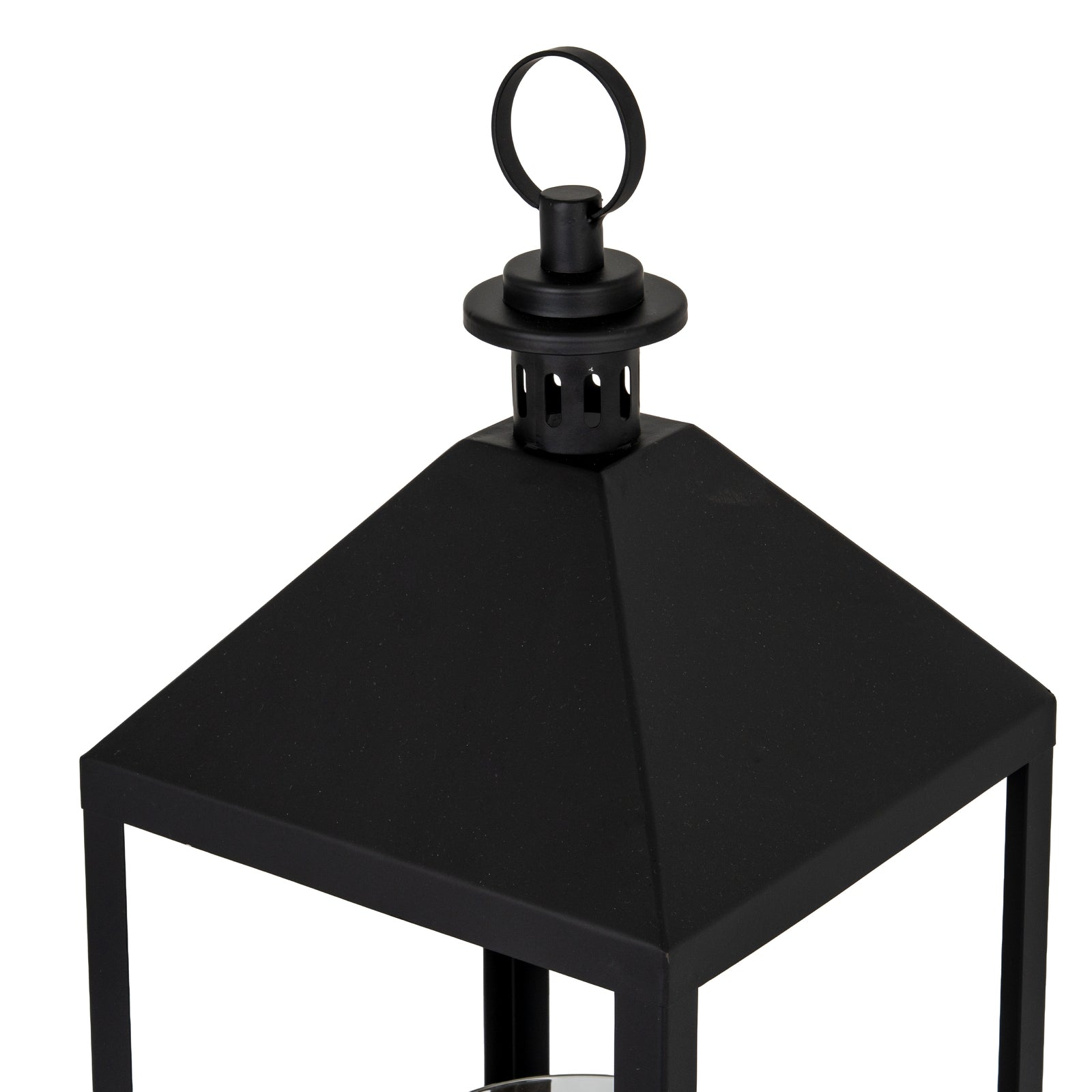 Black metal lantern on a white background