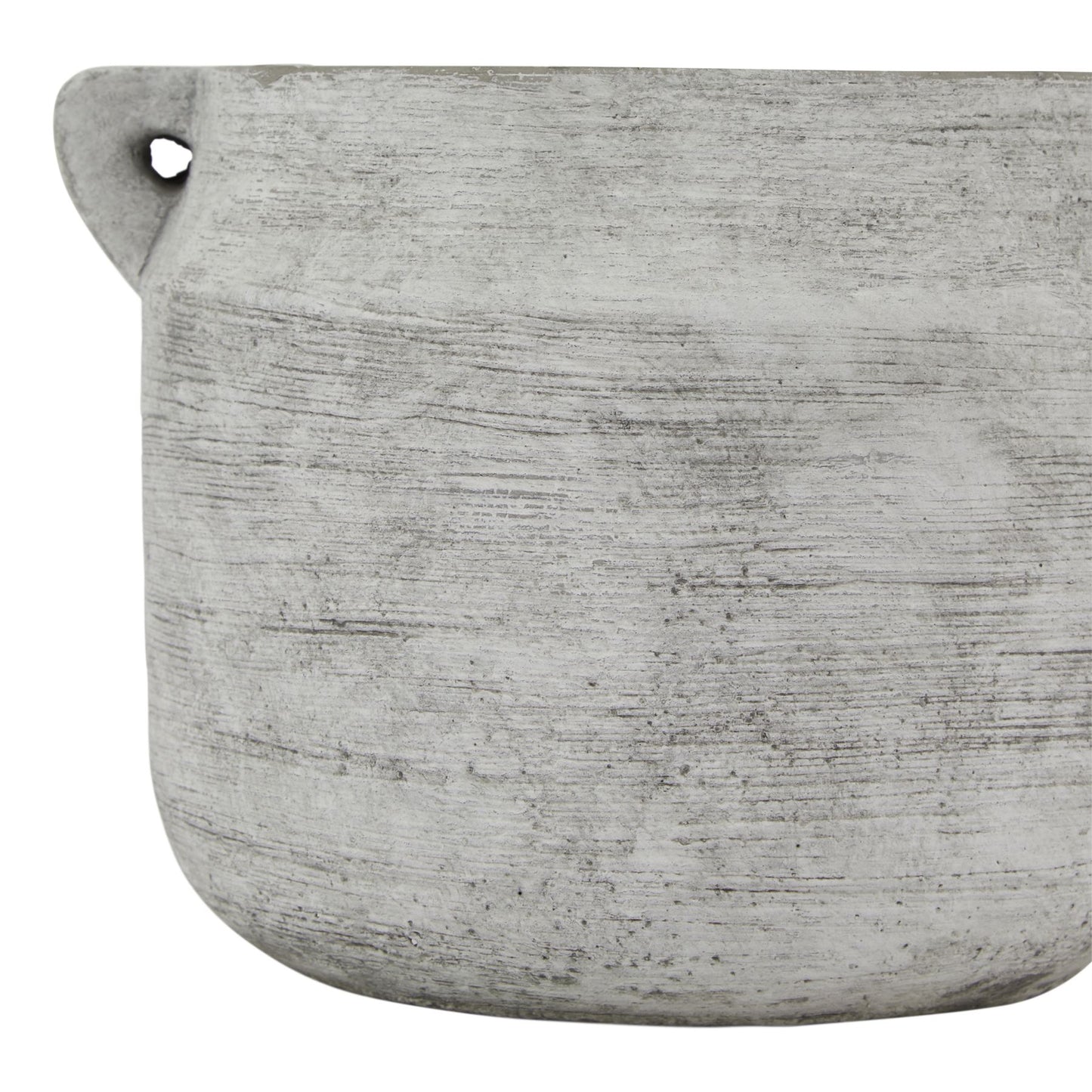 Textured gray pot on a white background