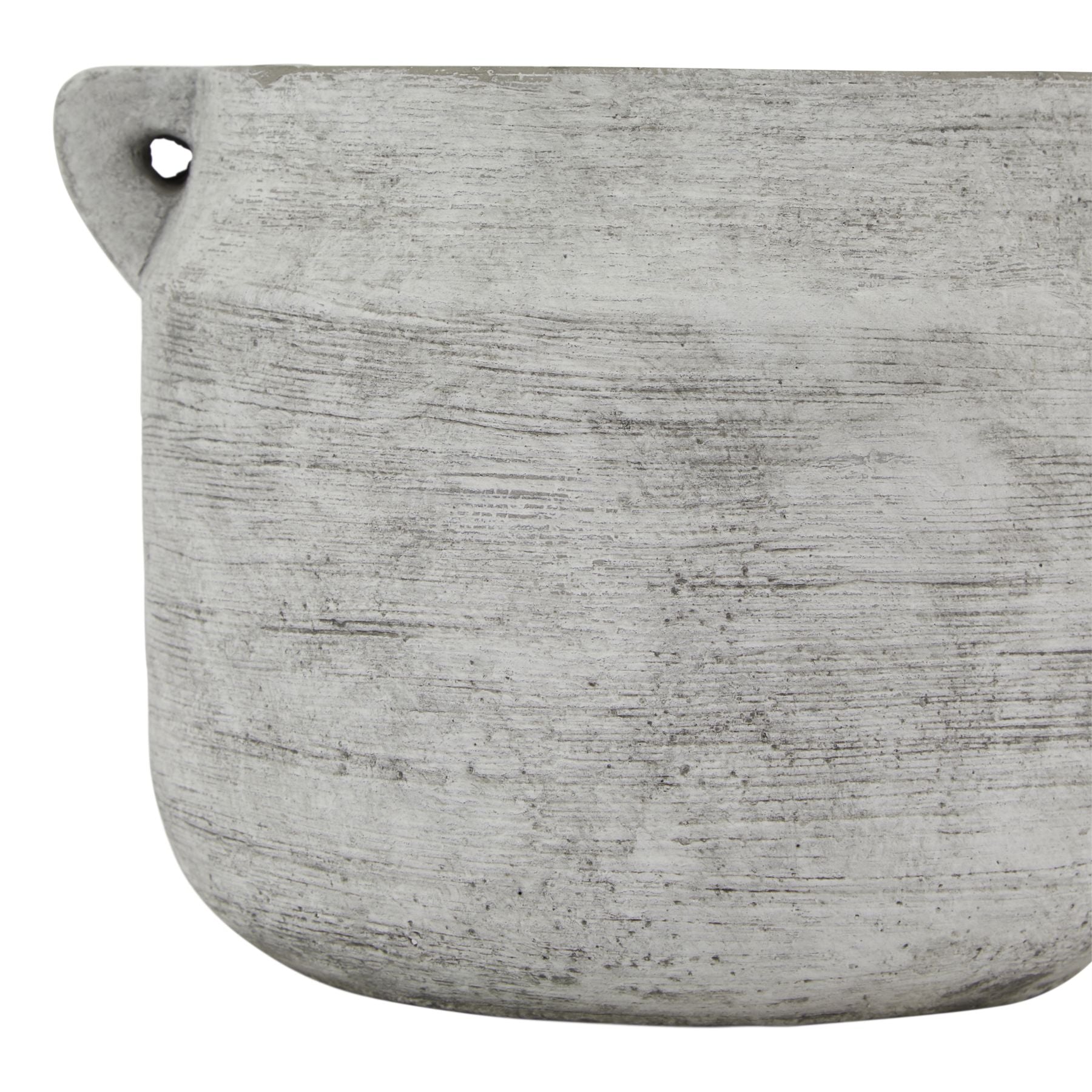 Textured gray pot on a white background