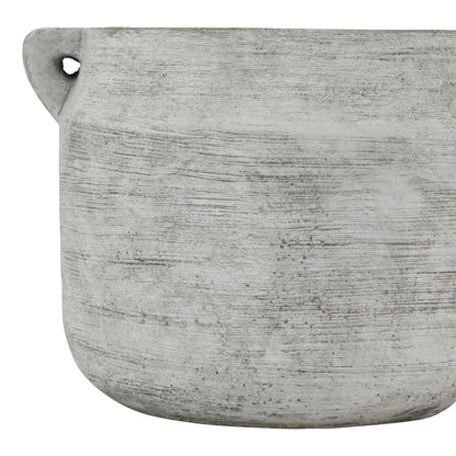 Textured gray pot on a white background
