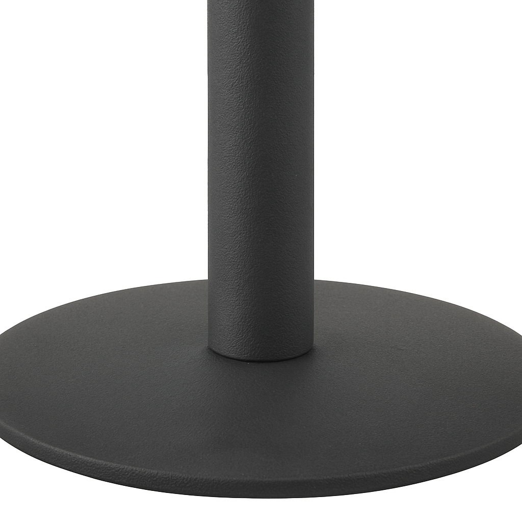 Aurora 70cm Squared Black Marble Effect Bistro Table – Brushed Gold Edge with Round Pedestal Base   BlissVeranda