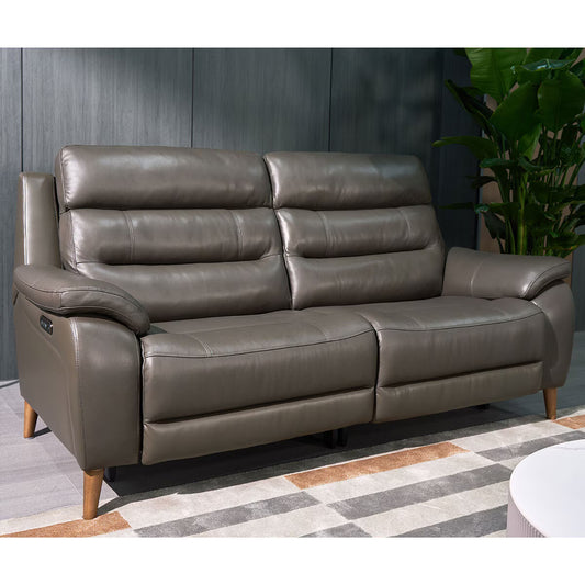 Luxury Ava Dark Grey Leather Power Reclining Large 2 Seater Sofa