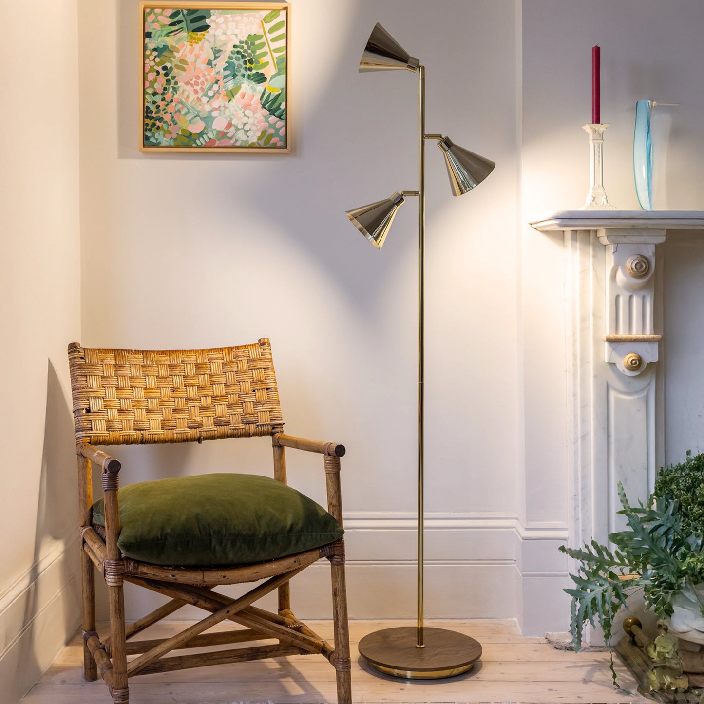 Brass cone floor lamp - BlissVeranda
