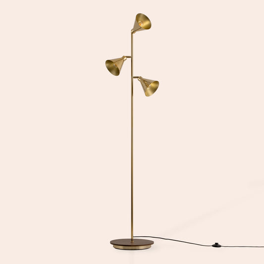 Brass cone floor lamp - BlissVeranda