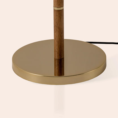 Wood & brass disk floor lamp - BlissVeranda