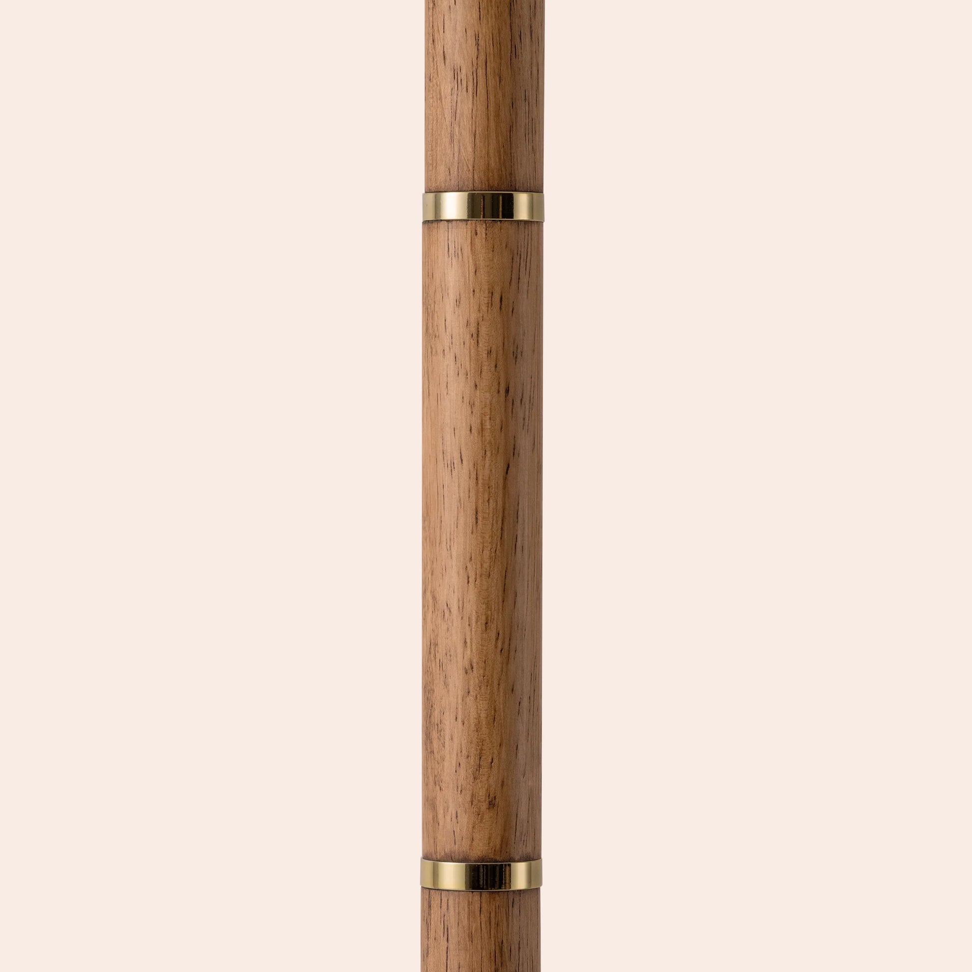 Wood & brass disk floor lamp - BlissVeranda