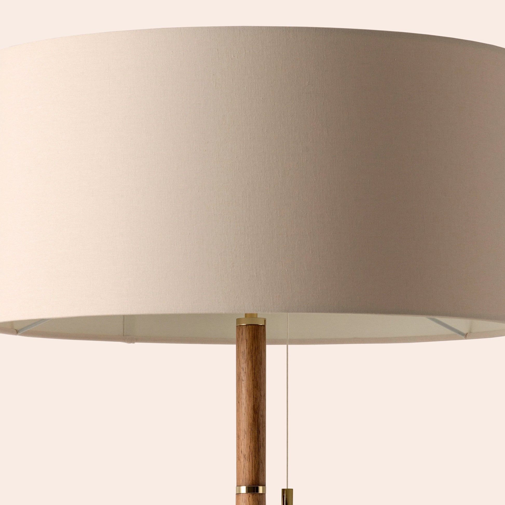 Wood & brass disk floor lamp - BlissVeranda