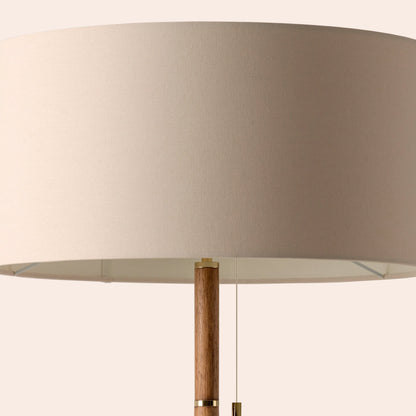 Wood & brass disk floor lamp - BlissVeranda