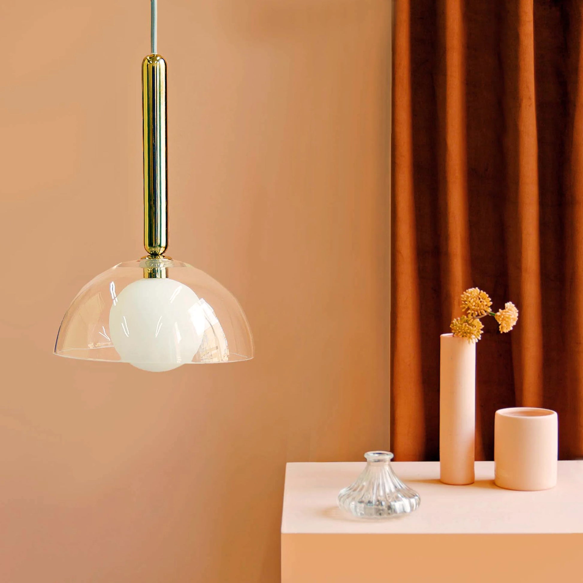 Brass dome pendant ceiling light - BlissVeranda