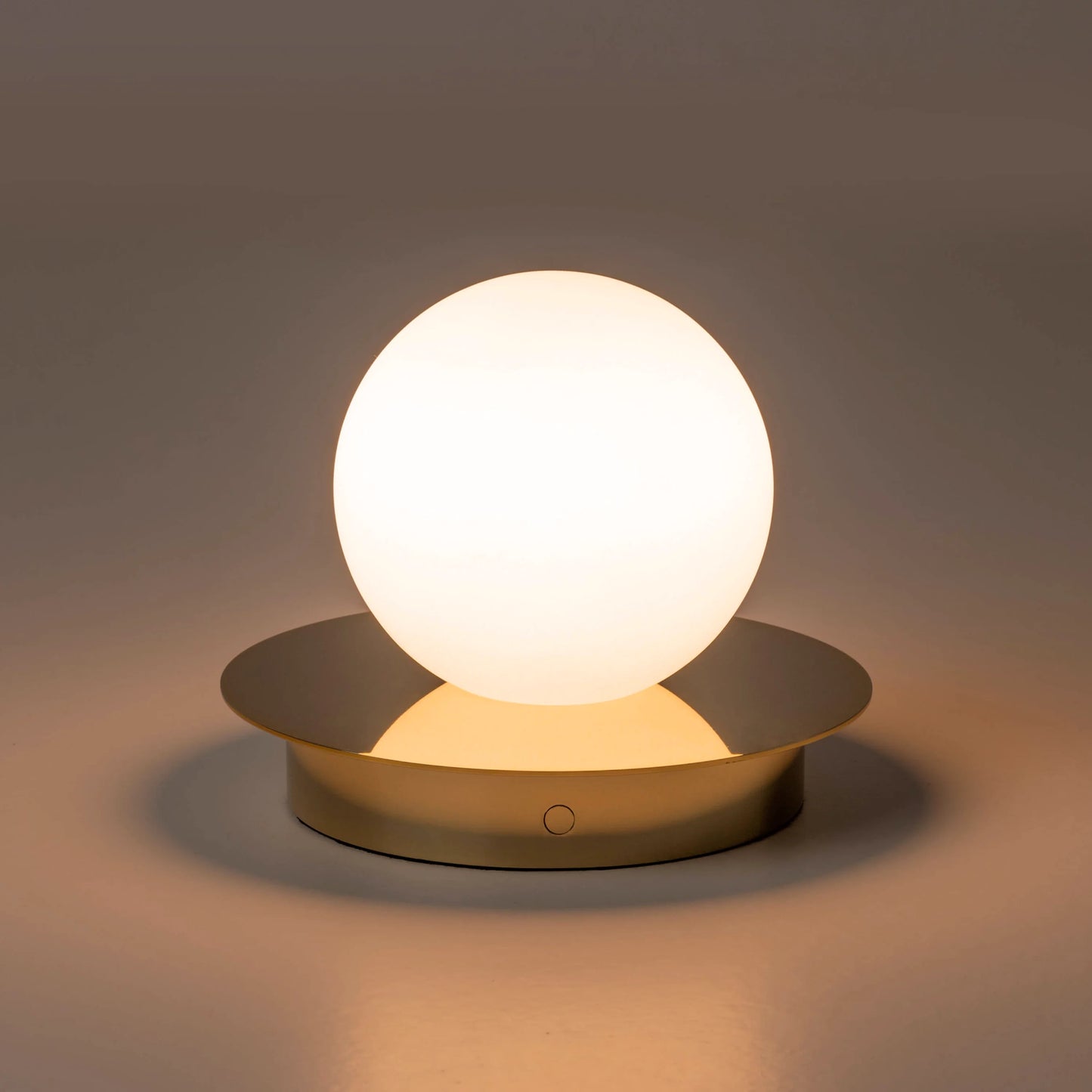 Brass opal disk cordless table lamp - BlissVeranda