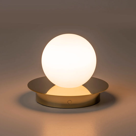 Brass opal disk cordless table lamp - BlissVeranda