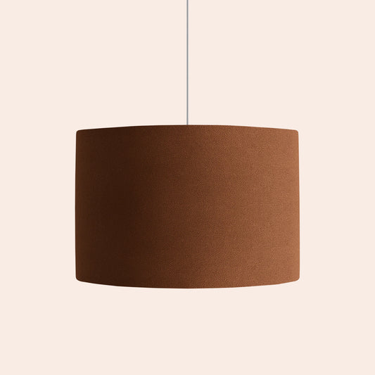Bark brown check lined drum shade - BlissVeranda