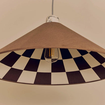 Bark brown check lined cone shade - BlissVeranda