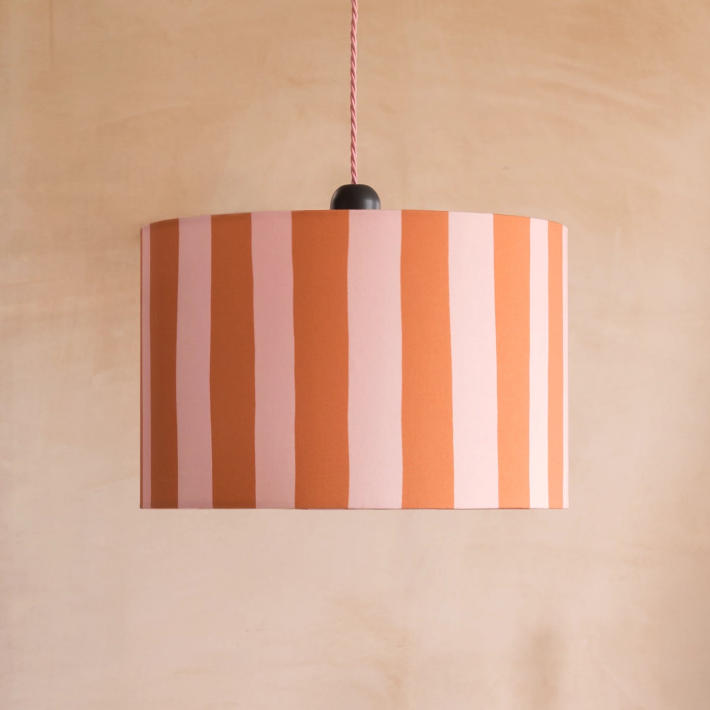 Blossom Pink & peel orange striped drum shade - BlissVeranda