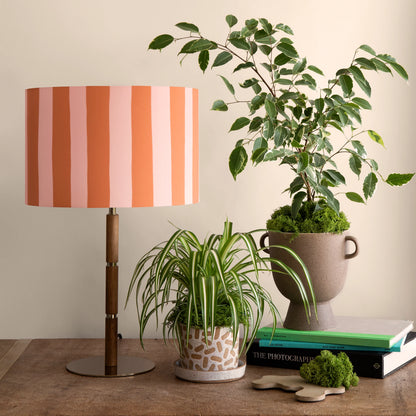 Blossom Pink & peel orange striped drum shade - BlissVeranda
