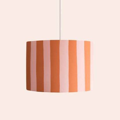 Blossom Pink & peel orange striped drum shade - BlissVeranda
