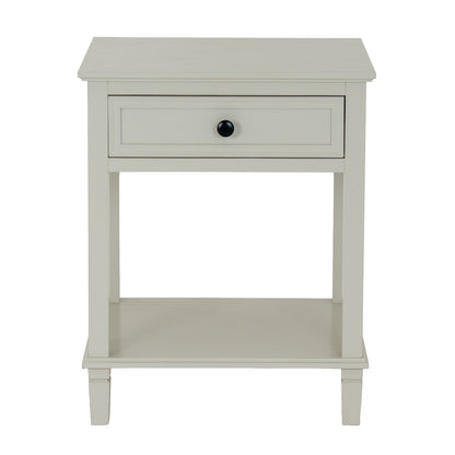 White nightstand with a drawer on a white background