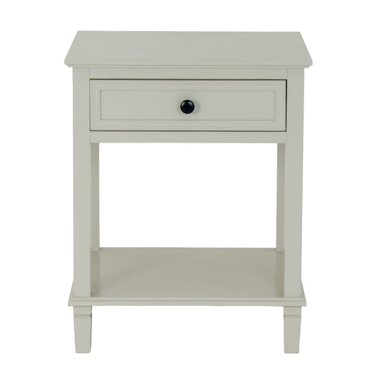 White nightstand with a drawer on a white background
