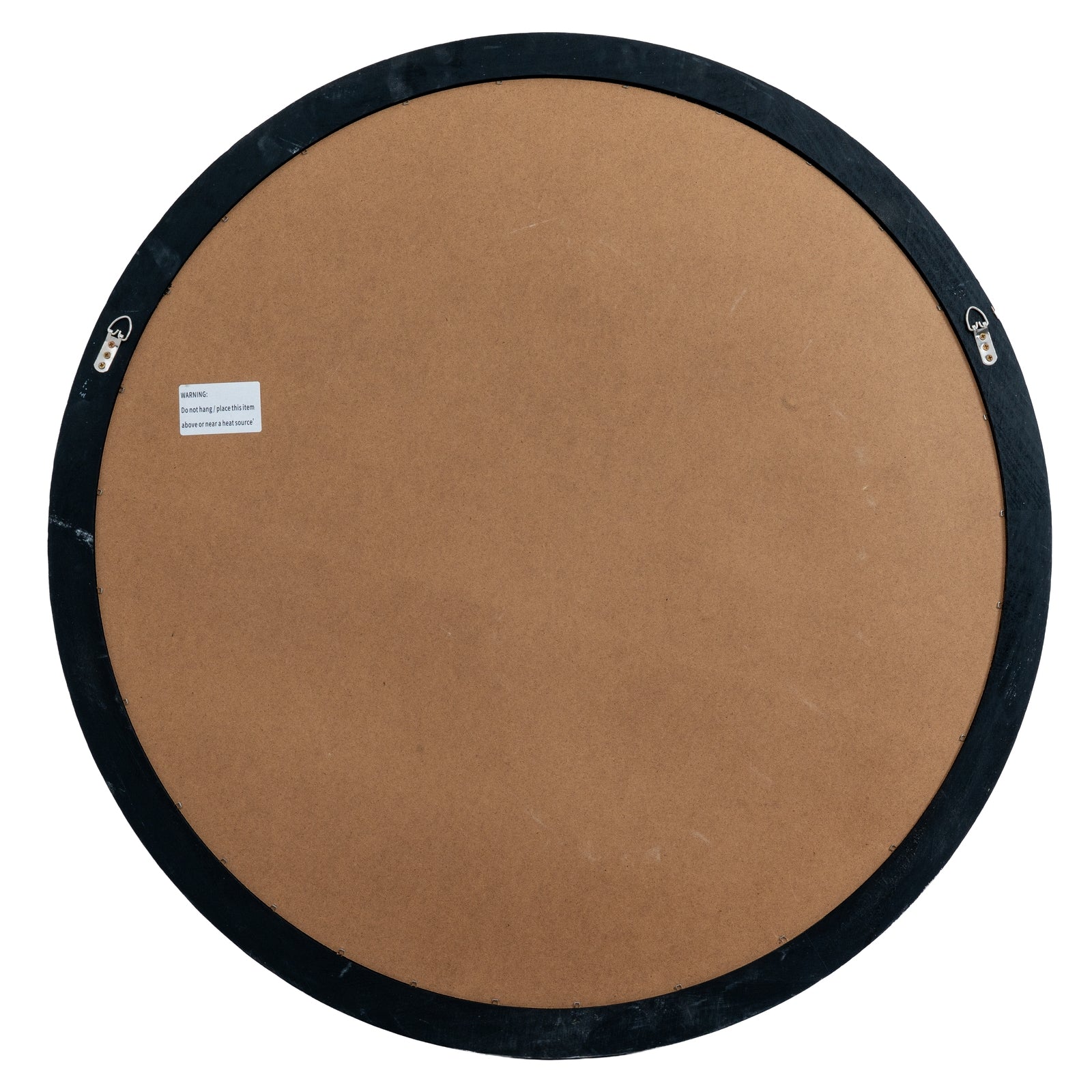 Round brown mat with black border on a white background