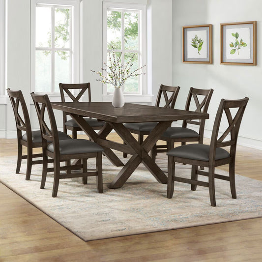 Modern Blakely Extending Dining Table + 6 Cross Back Chairs, Seats 6-8