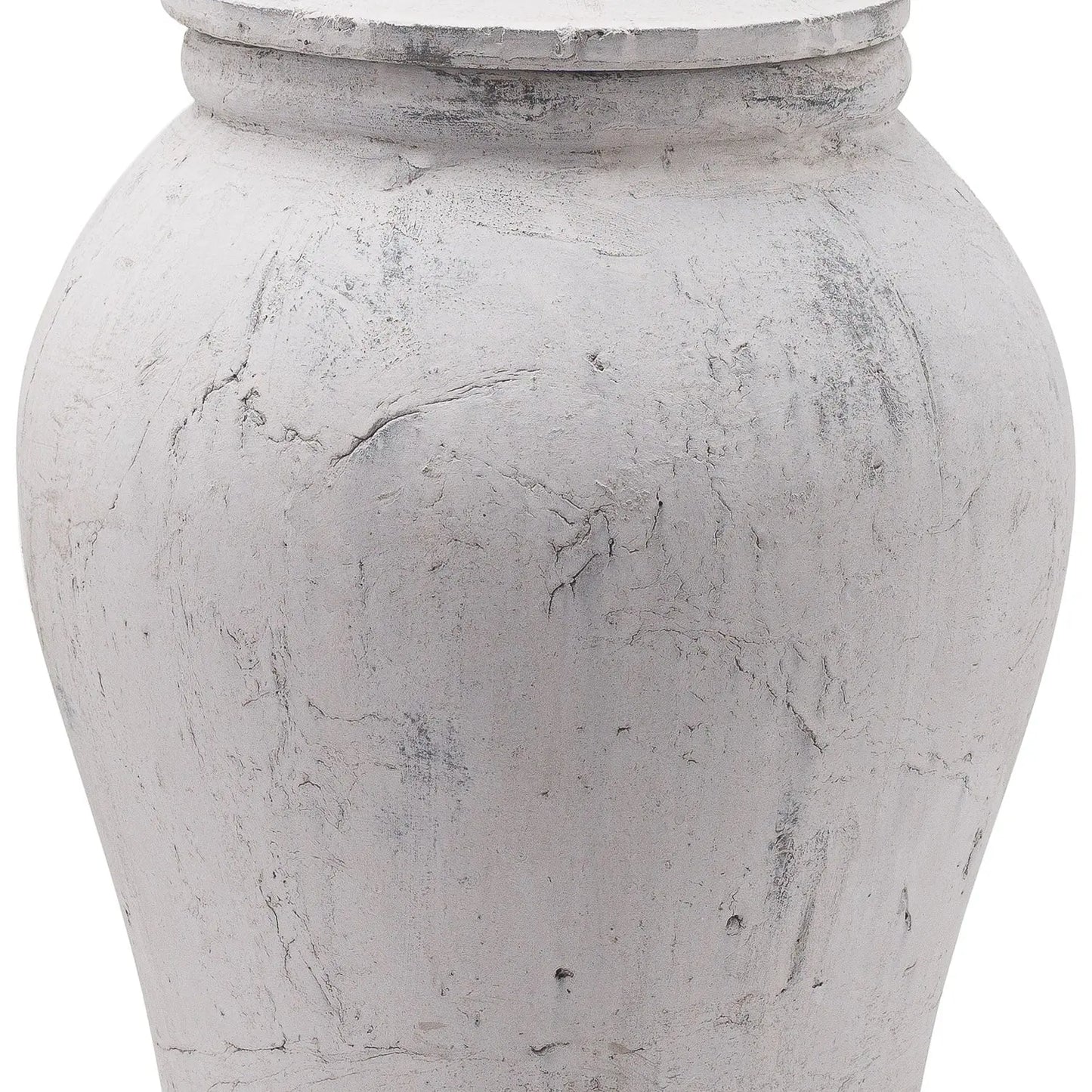 White textured urn on a white background