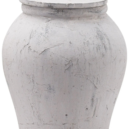 White textured urn on a white background