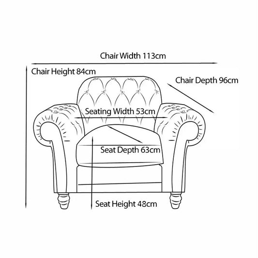 Luxury Bordeaux Button Back Blue Fabric Armchair