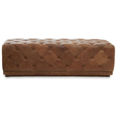 Brown tufted bench on a white background
