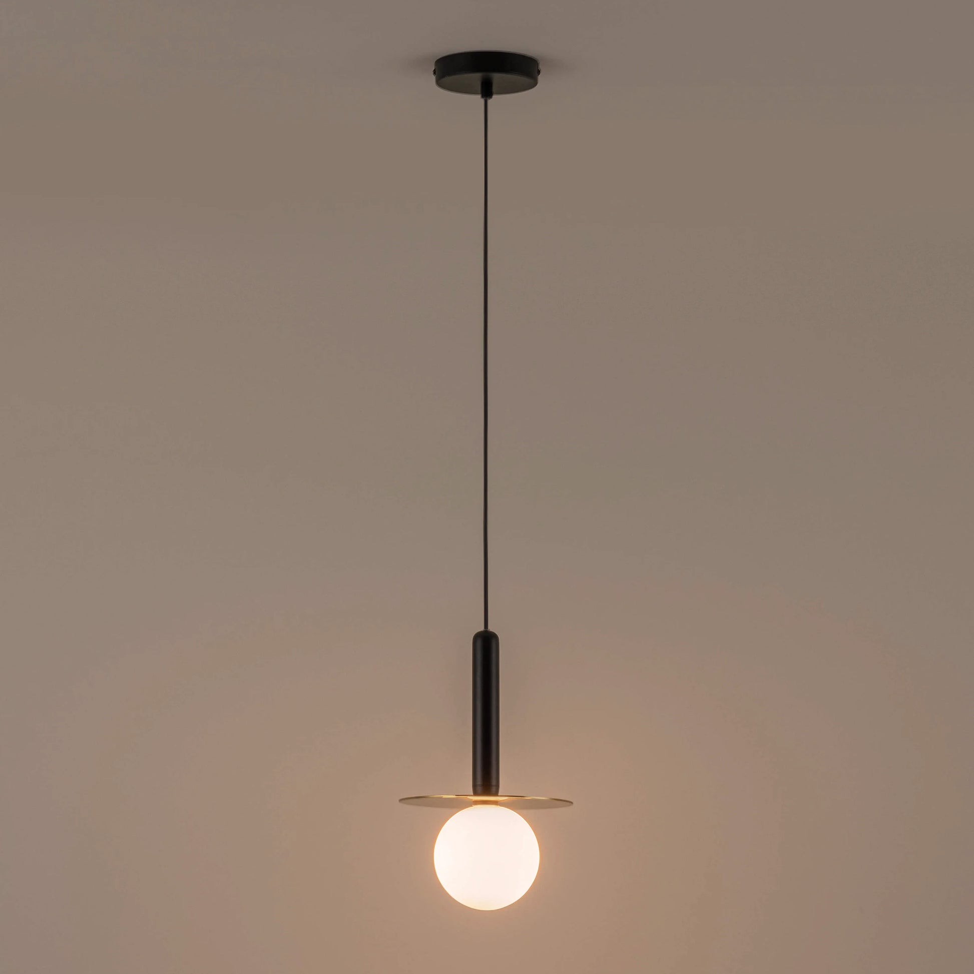 Charcoal grey disk pendant light - BlissVeranda
