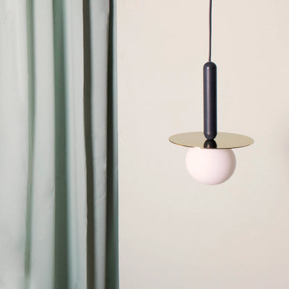 Charcoal grey disk pendant light - BlissVeranda