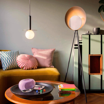 Charcoal grey disk pendant light - BlissVeranda