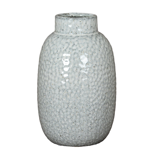 Gray textured vase on a white background
