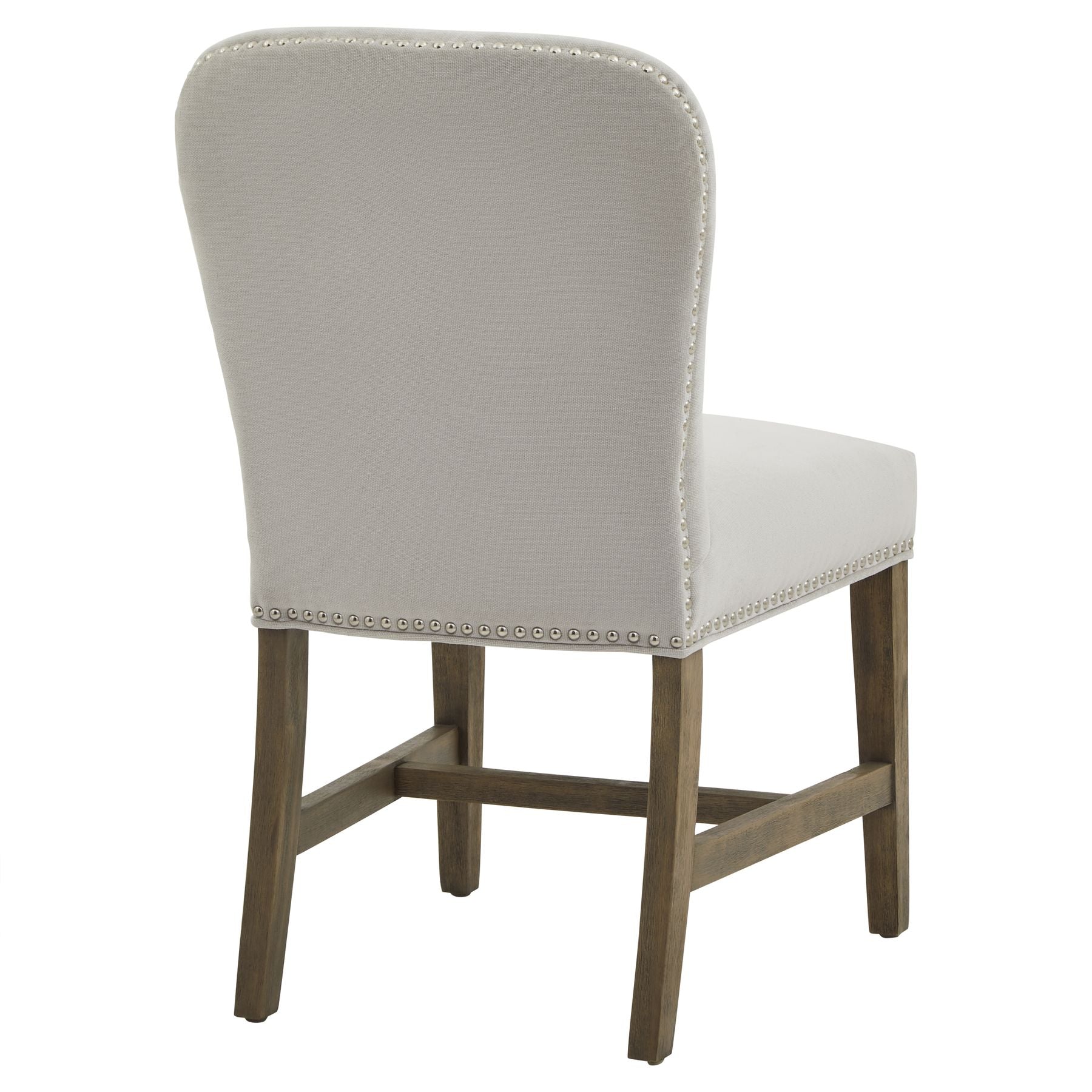 Chair with gray cushioned backrest and seat on a white background