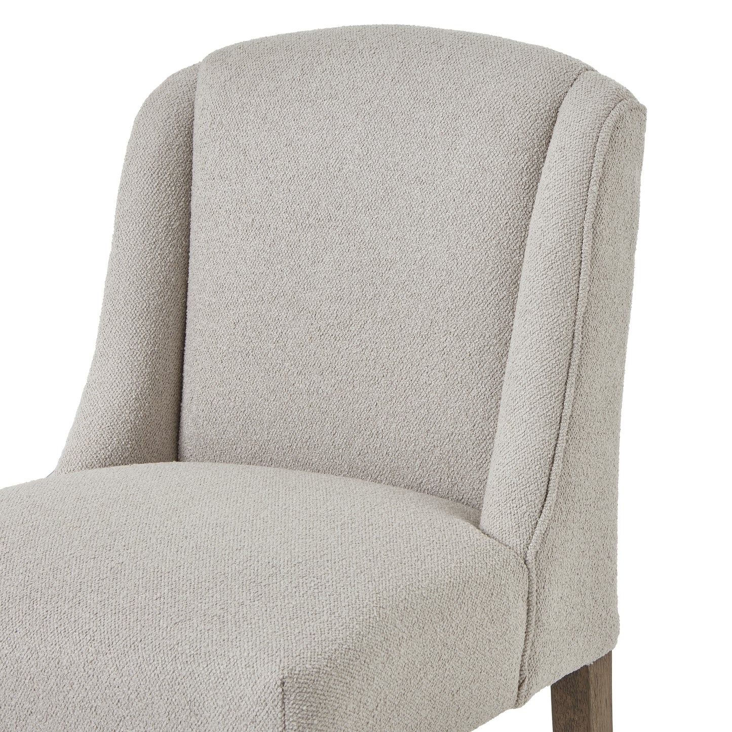 Gray upholstered chair on a white background