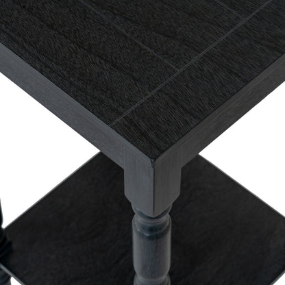 Close-up of a black wooden table with a white background
