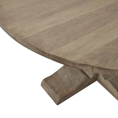 Close-up of a wooden dining table with a white background