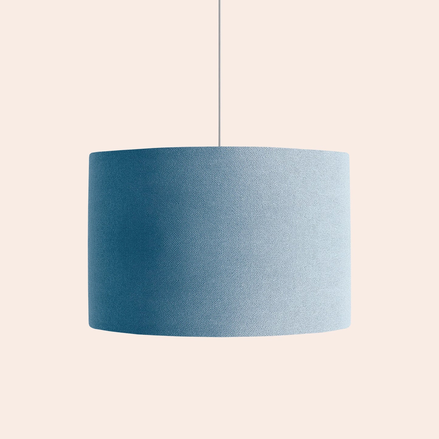 Damson blue check lined drum shade - BlissVeranda