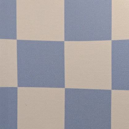 Damson blue check lined drum shade - BlissVeranda