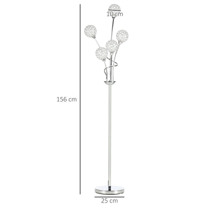 Crystal Floor Lamps for Living Room Bedroom with 5 Light
