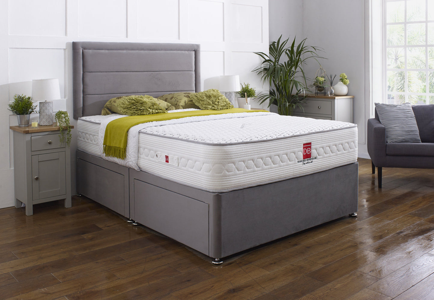 Athens Divan Bed Set with Border Headboard